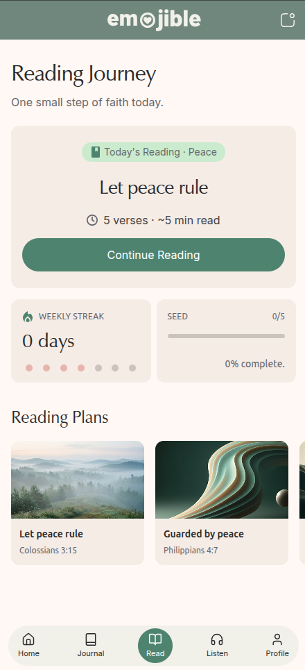 Emojible reading journey screen